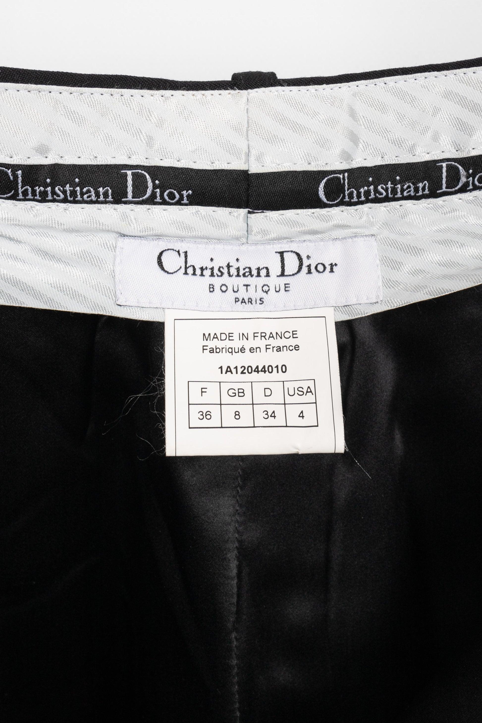 Pantalon en laine mélangée noir Christian Dior en vente 2