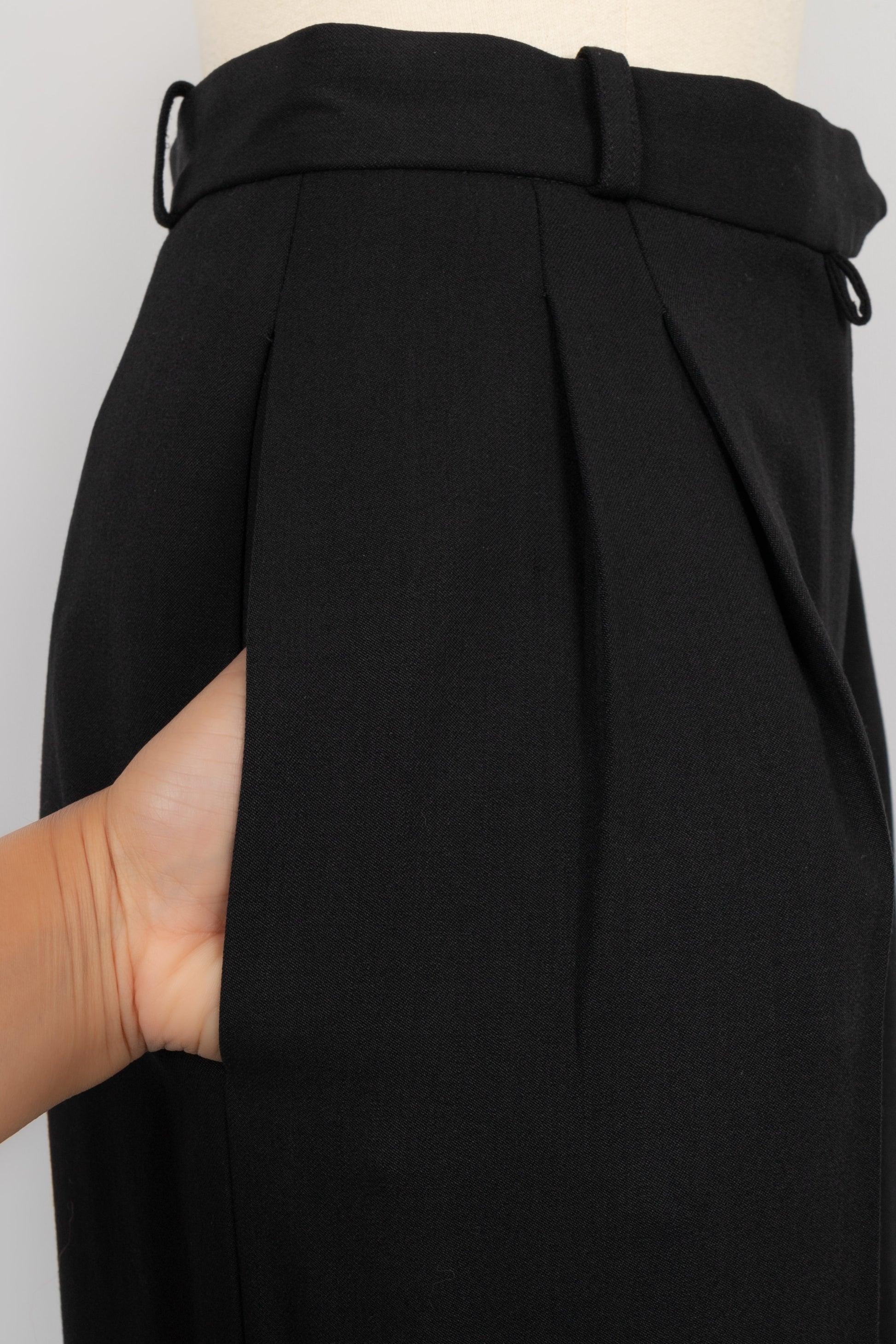Christian Dior Black Blended Wool Pants For Sale 3