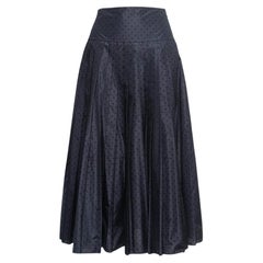 Christian Dior Black/Blue Dotted Tulle Pleated Midi Skirt S