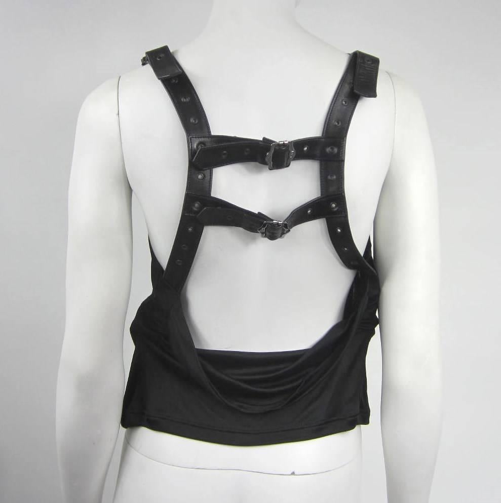 Christian Dior Black Bondage Leather Shirt 2003 Collection by John Galliano im Zustand „Hervorragend“ im Angebot in Wallkill, NY