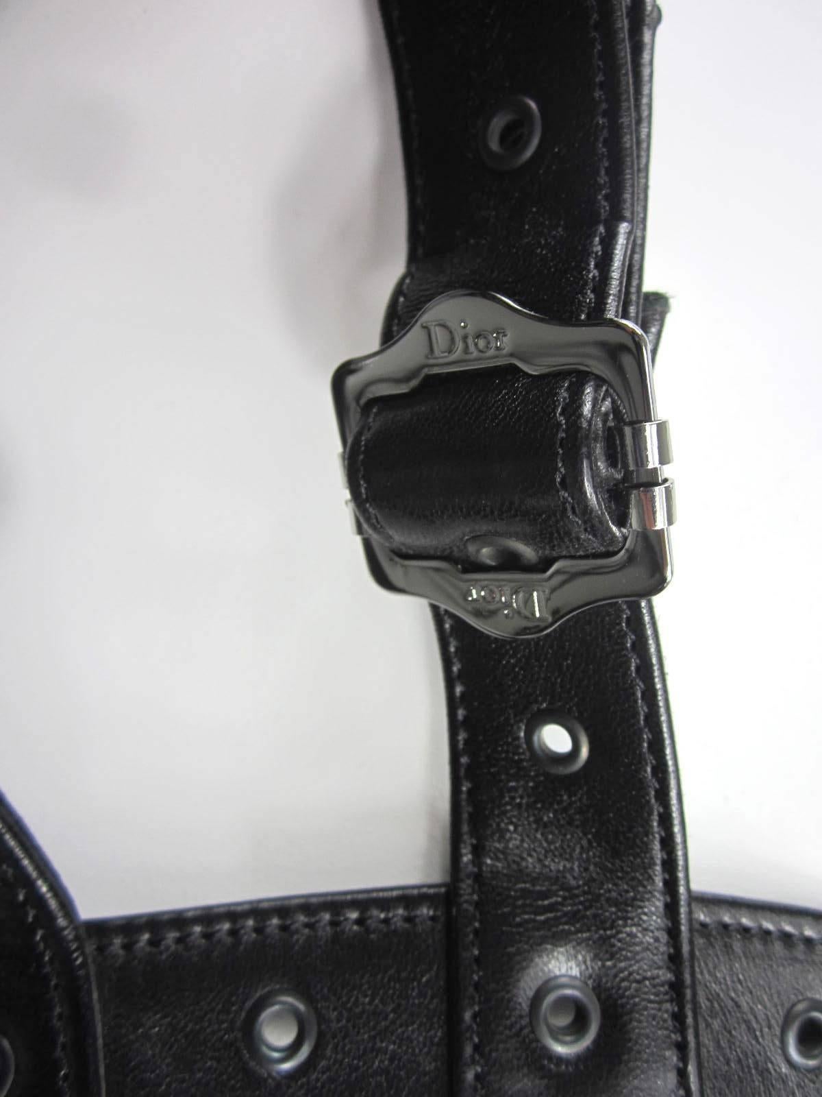 Christian Dior Black Bondage Leather Shirt 2003 Collection by John Galliano Damen im Angebot
