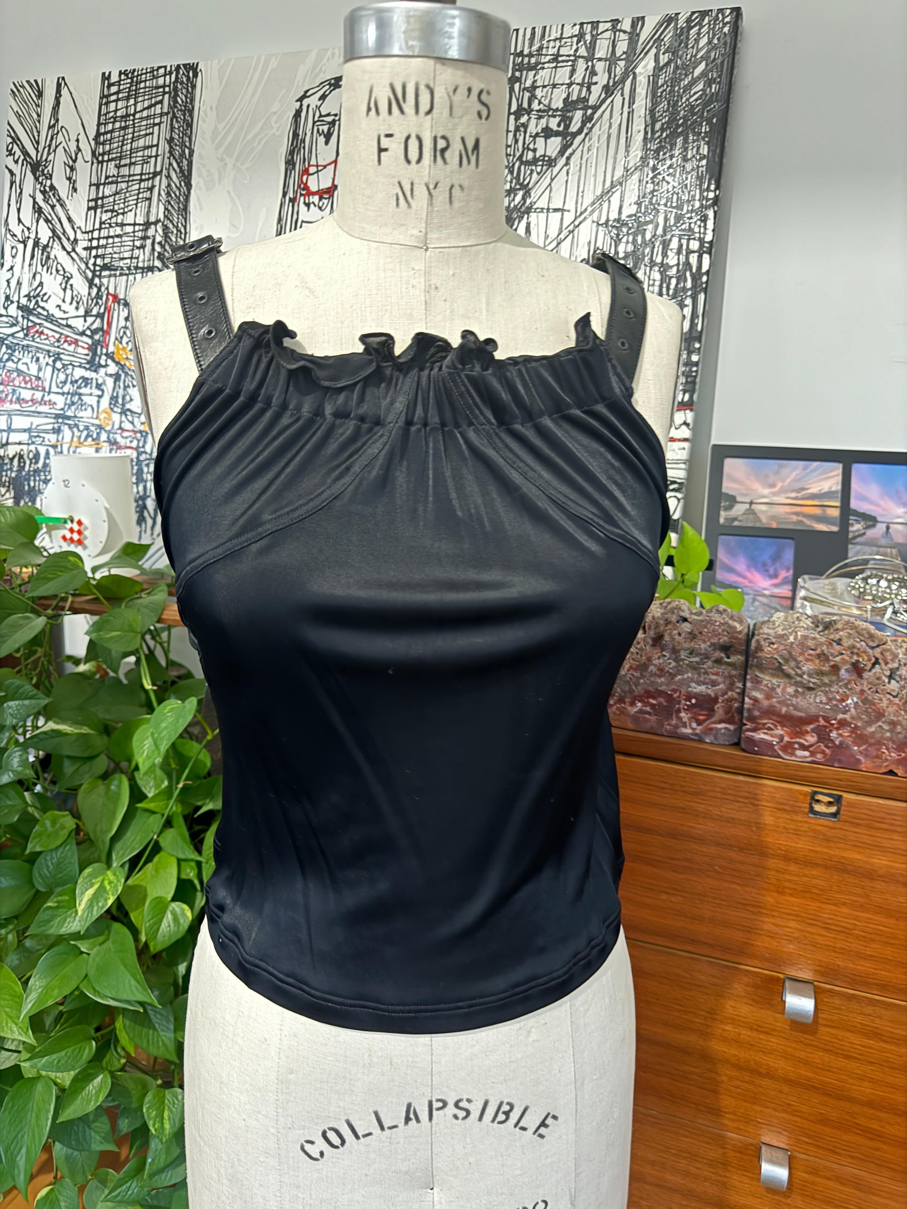 Christian Dior Black Bondage Leather Shirt 2003 Collection by John Galliano im Angebot 1