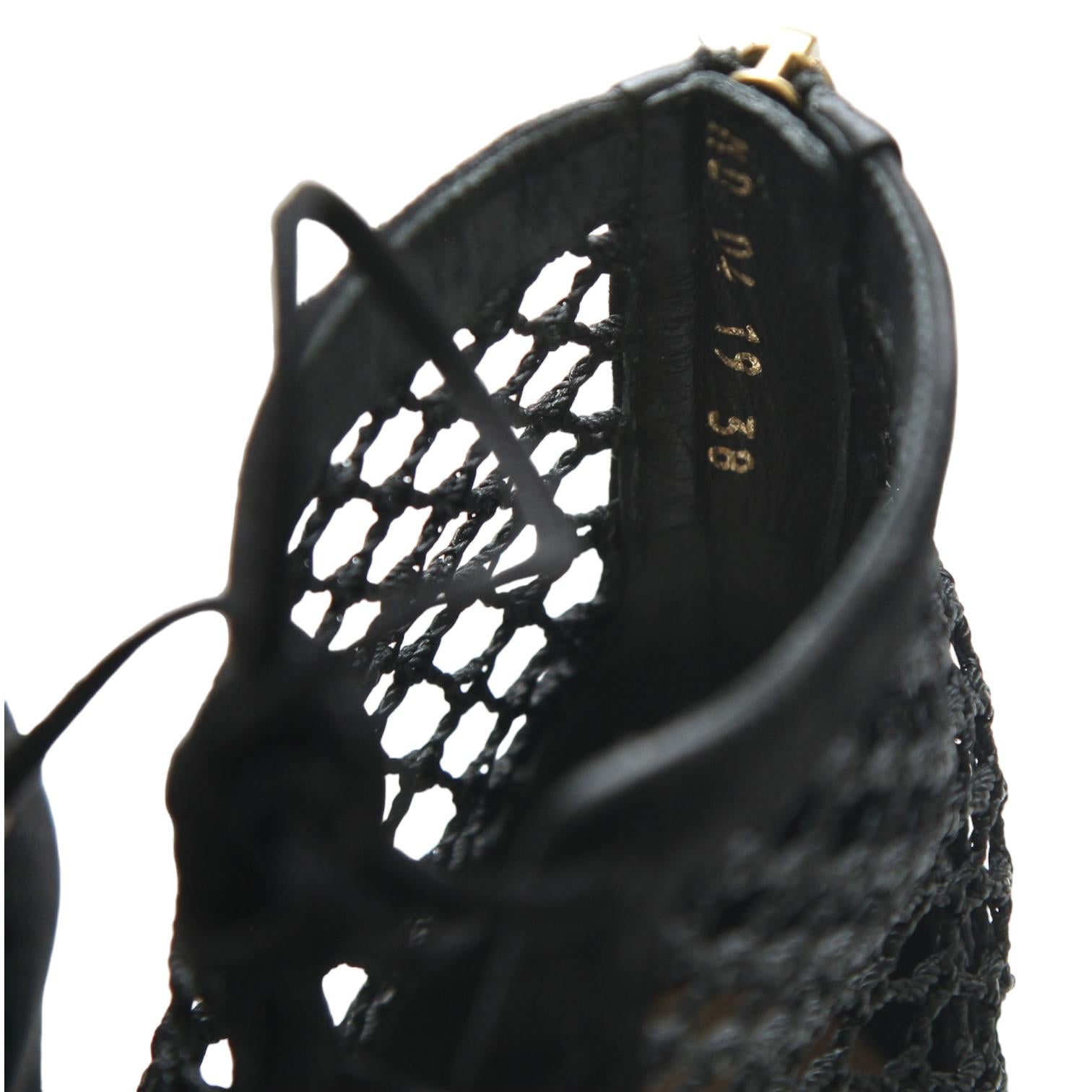 CHRISTIAN DIOR Black Boots Suede Leather NAUGHTILY-D Ankle Boot Lace Zipper 38 2