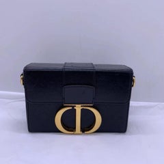 Christian Dior Black Box Calfskin 30 Montaigne Box Bag Gold Hardware