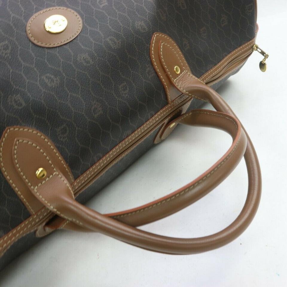 Christian Dior Black Brown Monogram Honeycomb Trotter Boston Duffle Bag 863436 4
