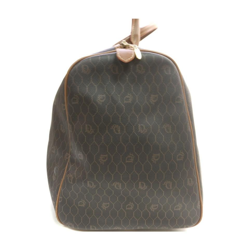 Christian Dior Black Brown Monogram Honeycomb Trotter Boston Duffle Bag 863436 5