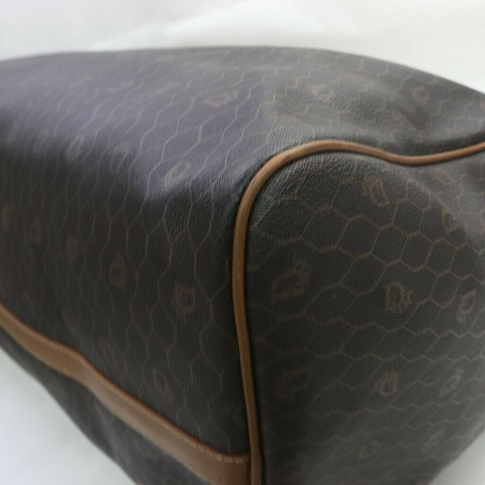 Christian Dior Black Brown Monogram Honeycomb Trotter Boston Duffle Bag 863436 6