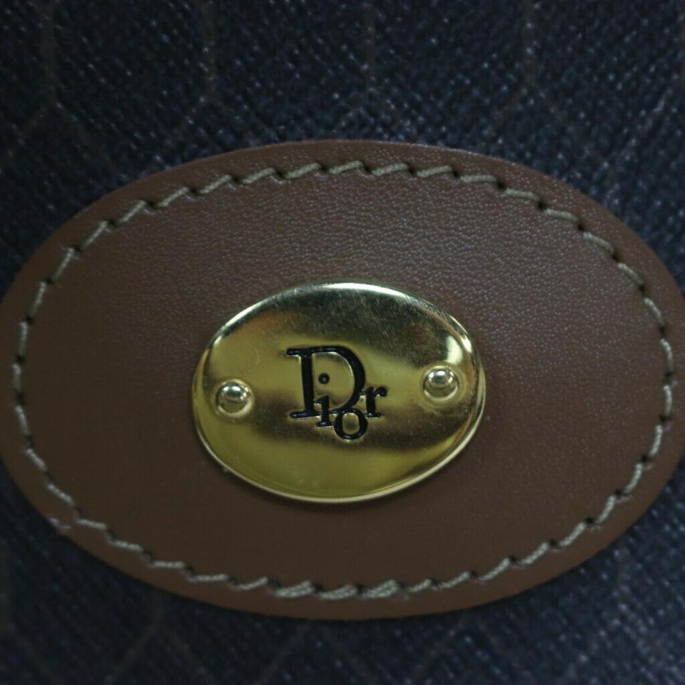 Gray Christian Dior Black Brown Monogram Honeycomb Trotter Boston Duffle Bag 863436