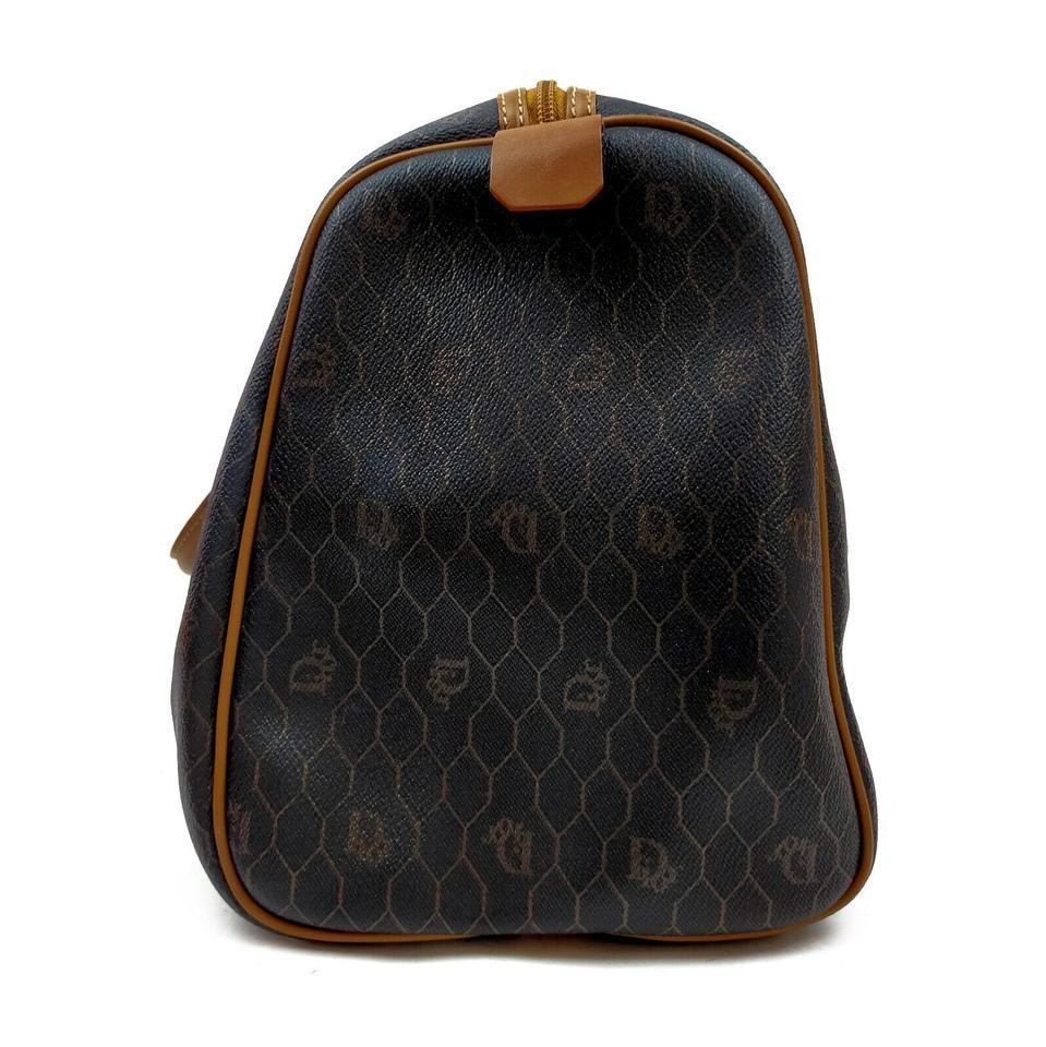 Christian Dior Black Brown Monogram Trotter Honeycomb Boston Duffle Bag 63450 en vente 6