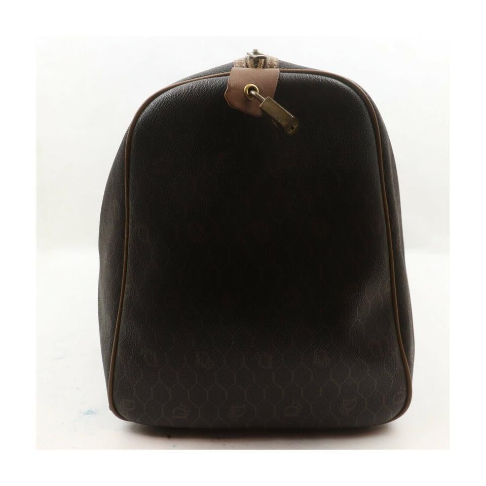 Christian Dior Black Brown Monogram Trotter Honeycomb Boston Duffle Bag 63450 en vente 3