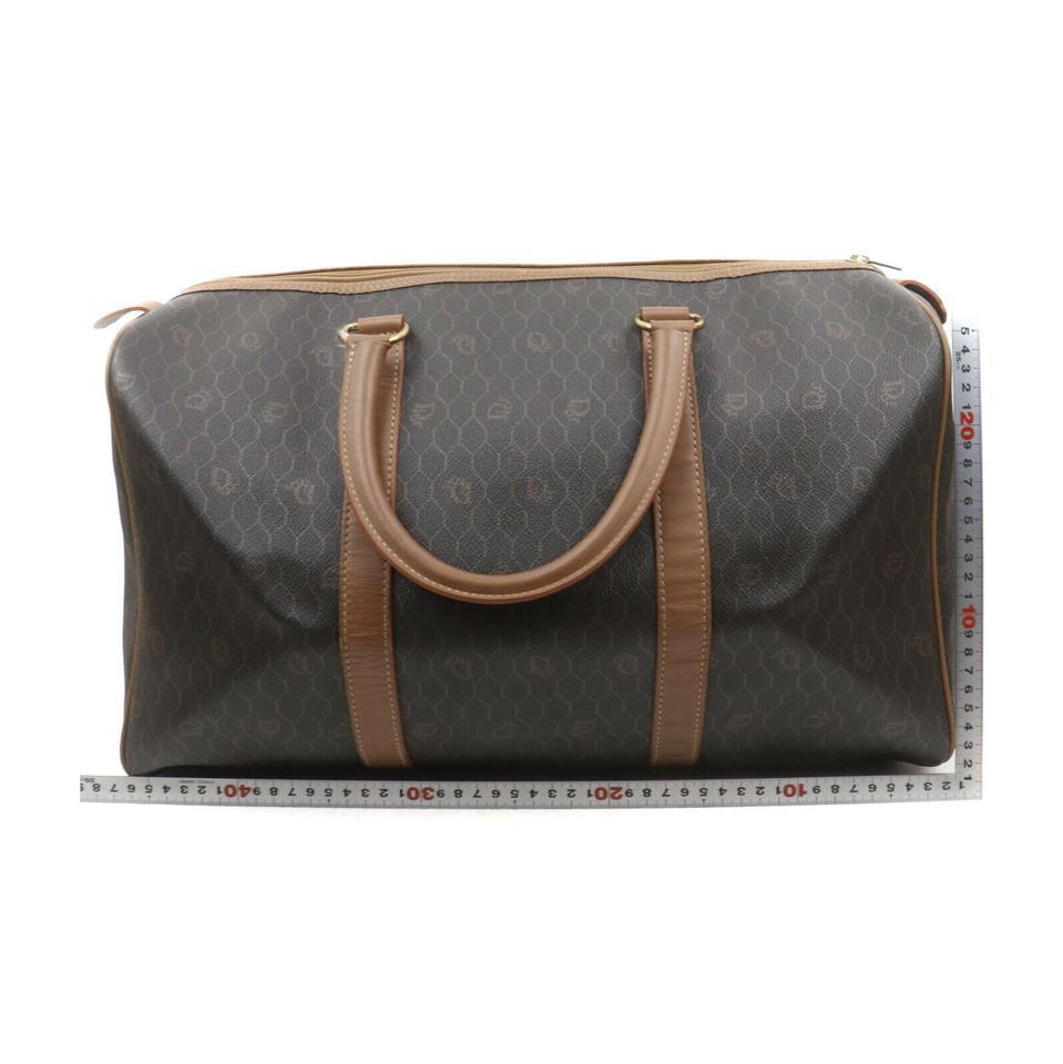 Christian Dior Negro Marrón Monograma Trotter Panal Bolsa de viaje Boston 63450 en venta 6