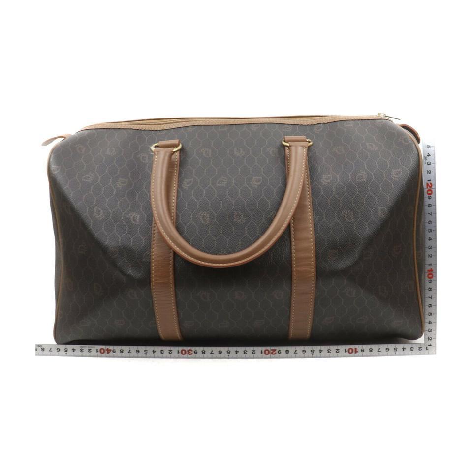 Christian Dior Black Brown Monogram Trotter Honeycomb Boston Duffle Bag 63450 en vente 5