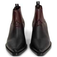 CHRISTIAN DIOR black burgundy leather GRADIENT STAR COWBOY Boots Shoes 39