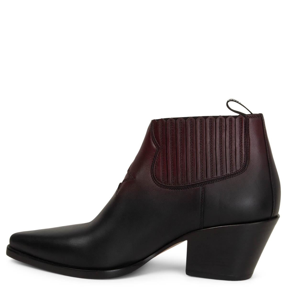 Black CHRISTIAN DIOR black burgundy leather GRADIENT STAR COWBOY Boots Shoes 39