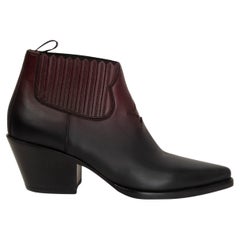 CHRISTIAN DIOR black burgundy leather GRADIENT STAR COWBOY Boots Shoes 39