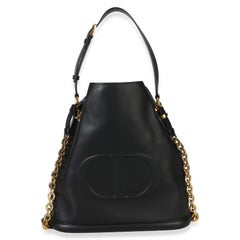 Christian Dior Black Calfskin CD Embossed Large C'est Chain Bucket Bag