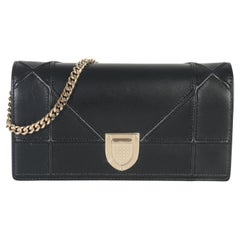 Christian Dior Black Calfskin Diorama Croisiere Chain Wallet