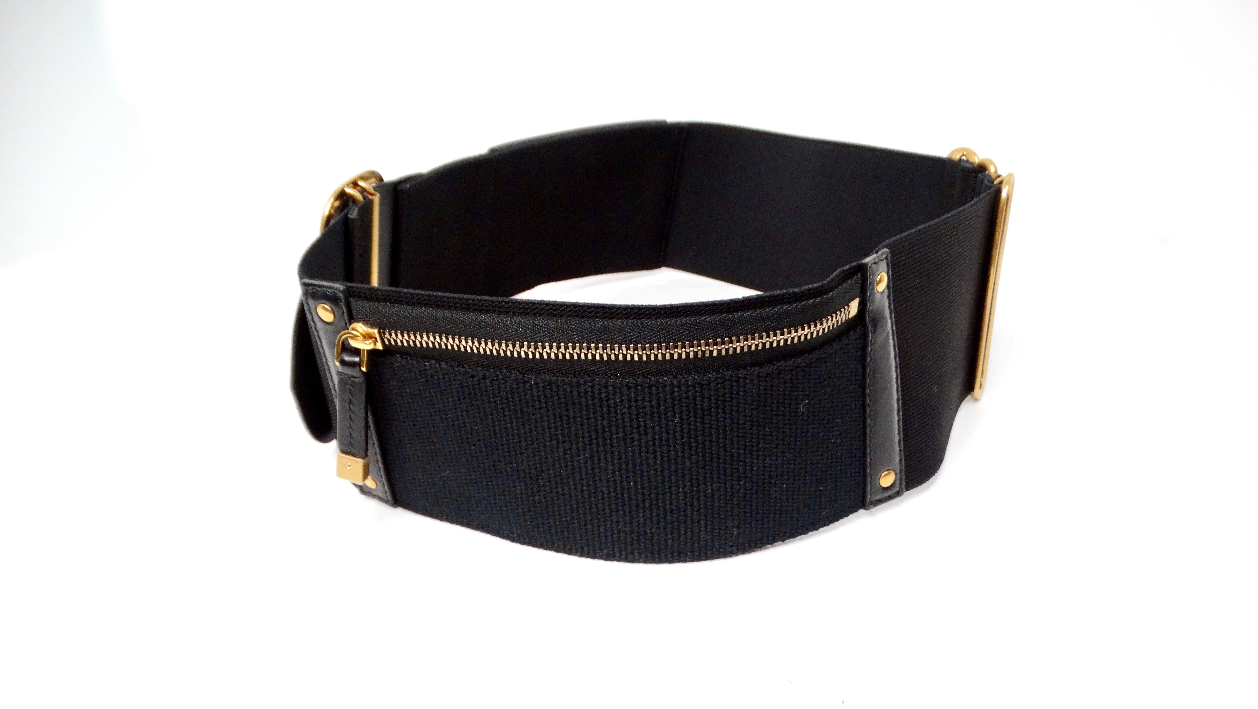 Christian Dior Black Calfskin & Elastic Saddle Belt 1