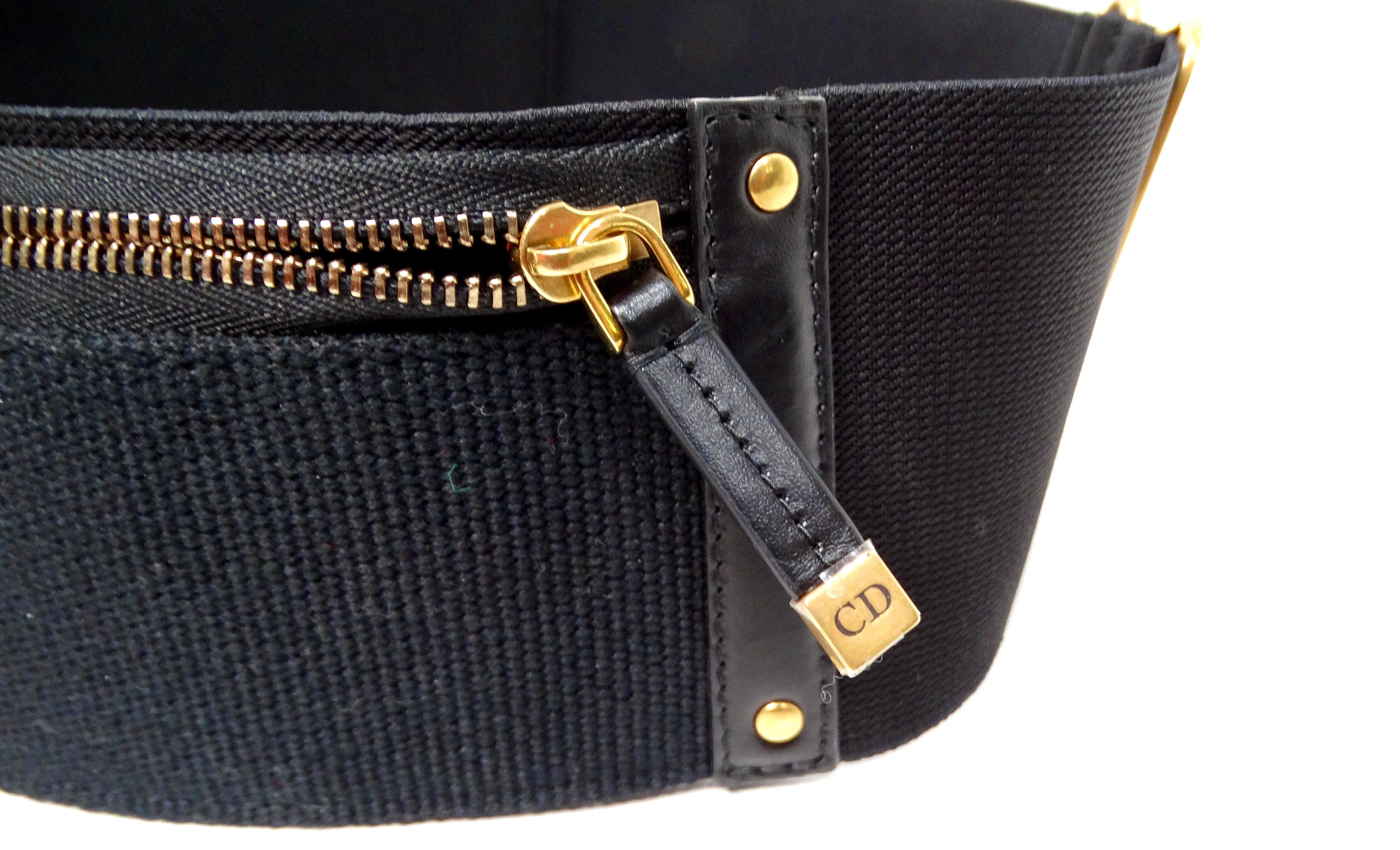 Christian Dior Black Calfskin & Elastic Saddle Belt 2