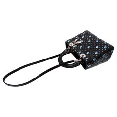 Christian Dior Black Calfskin Embroidered Flower Lady Dior Handbag circa 2015