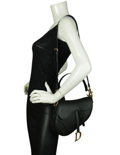 Christian Dior Black Calfskin Leather CD Saddle Bag w/ Strap