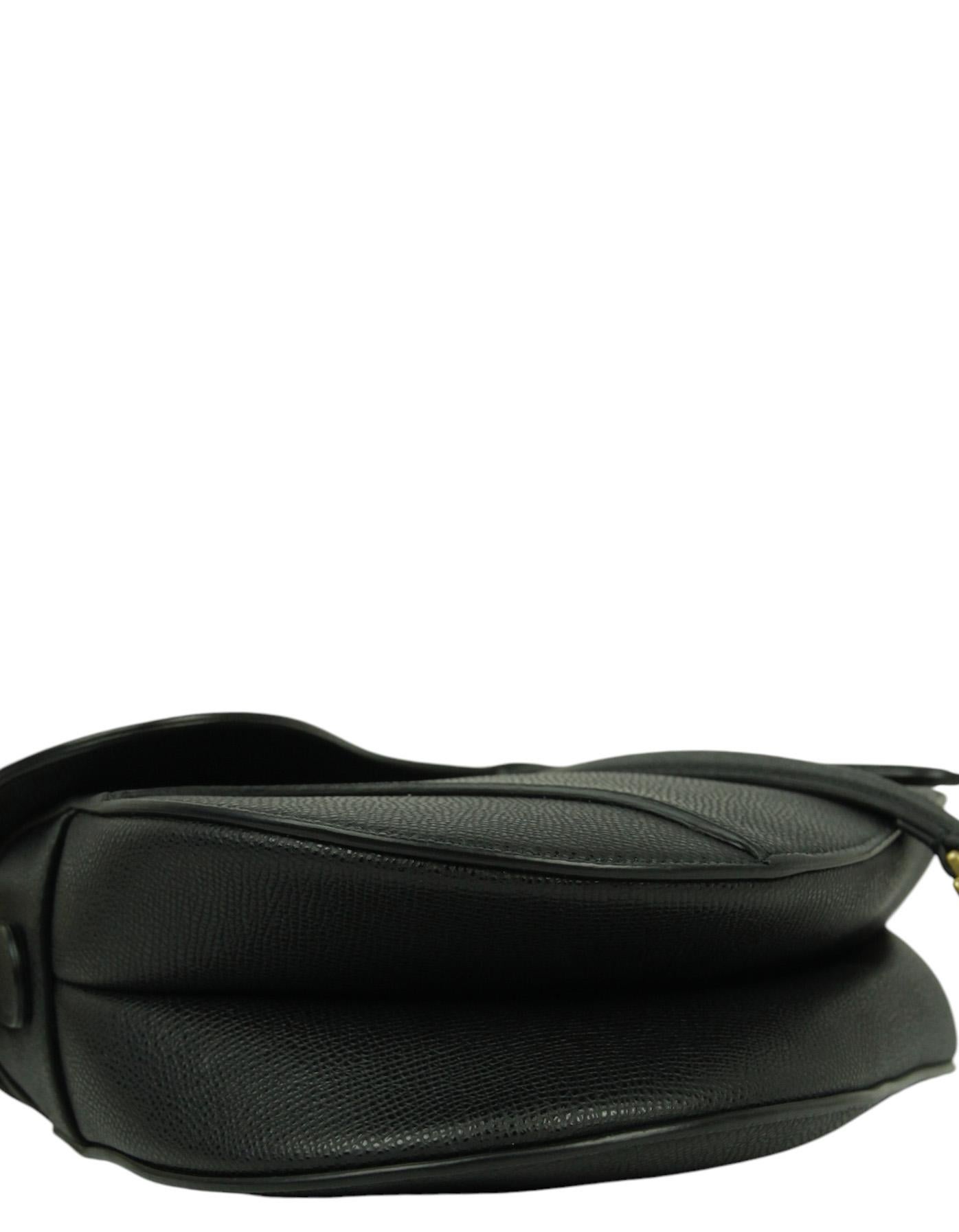 Christian Dior Black Calfskin Leather CD Saddle Bag w/ Strap 2
