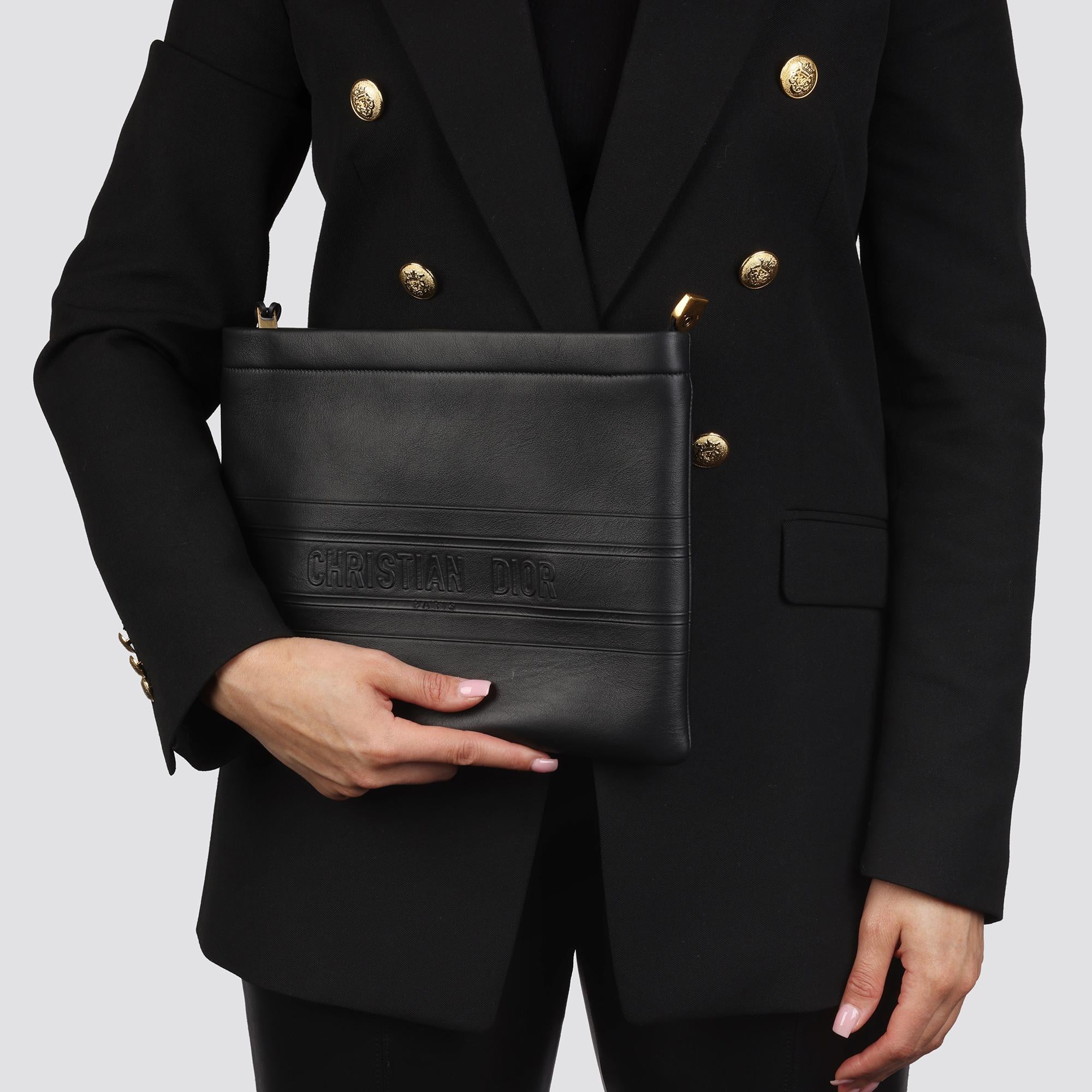 Christian Dior Black Calfskin Leather Clutch In Excellent Condition In Bishop's Stortford, Hertfordshire