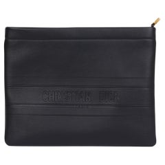 Christian Dior Vintage Black Leather with Gold Hardware Clutch, Circa ...