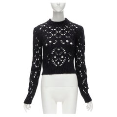 CHRISTIAN DIOR Schwarzer Pullover aus Kamelwollmischung mit offenem Strick FR34 XS