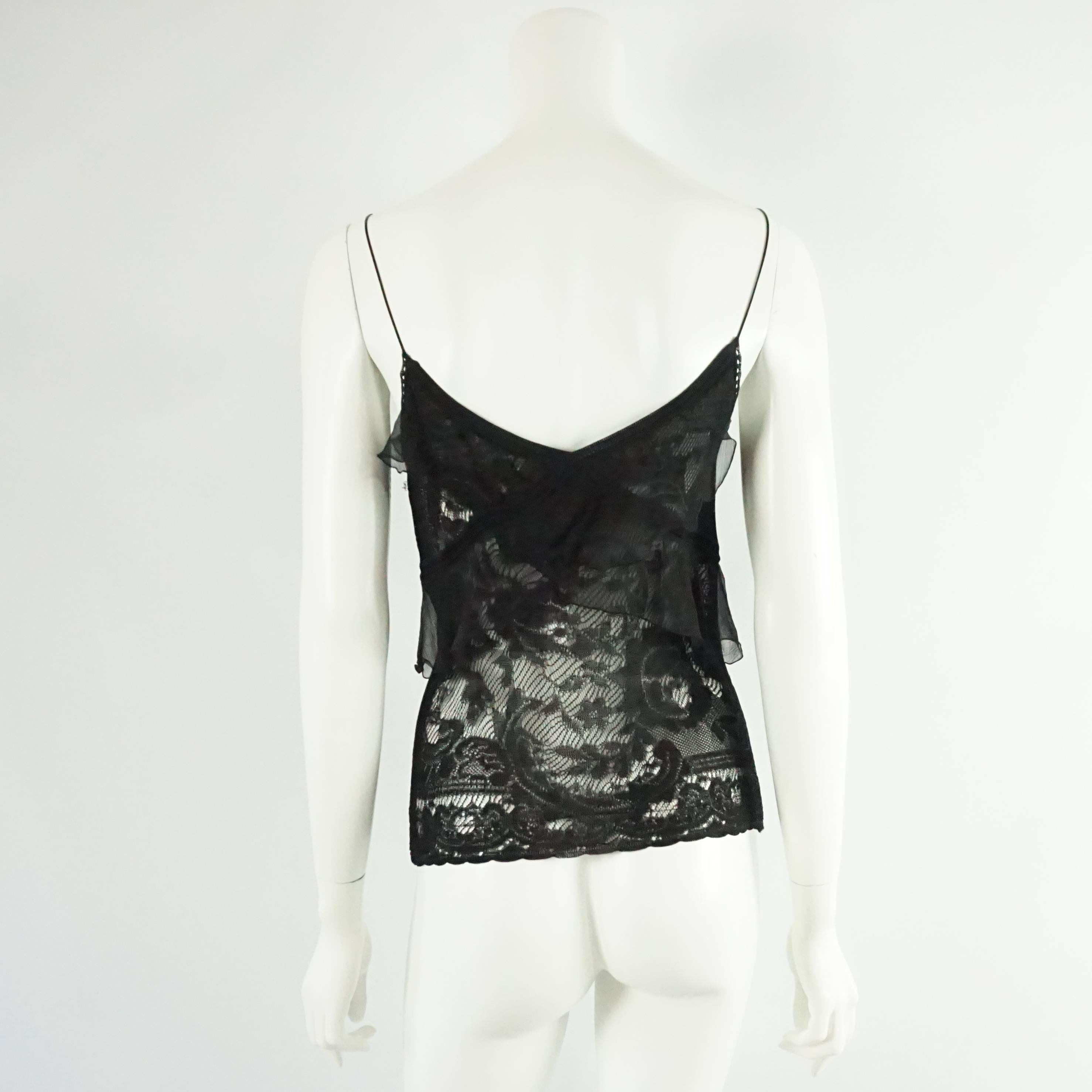 Christian Dior Black Lace Camisole Top - French 40  In New Condition In West Palm Beach, FL