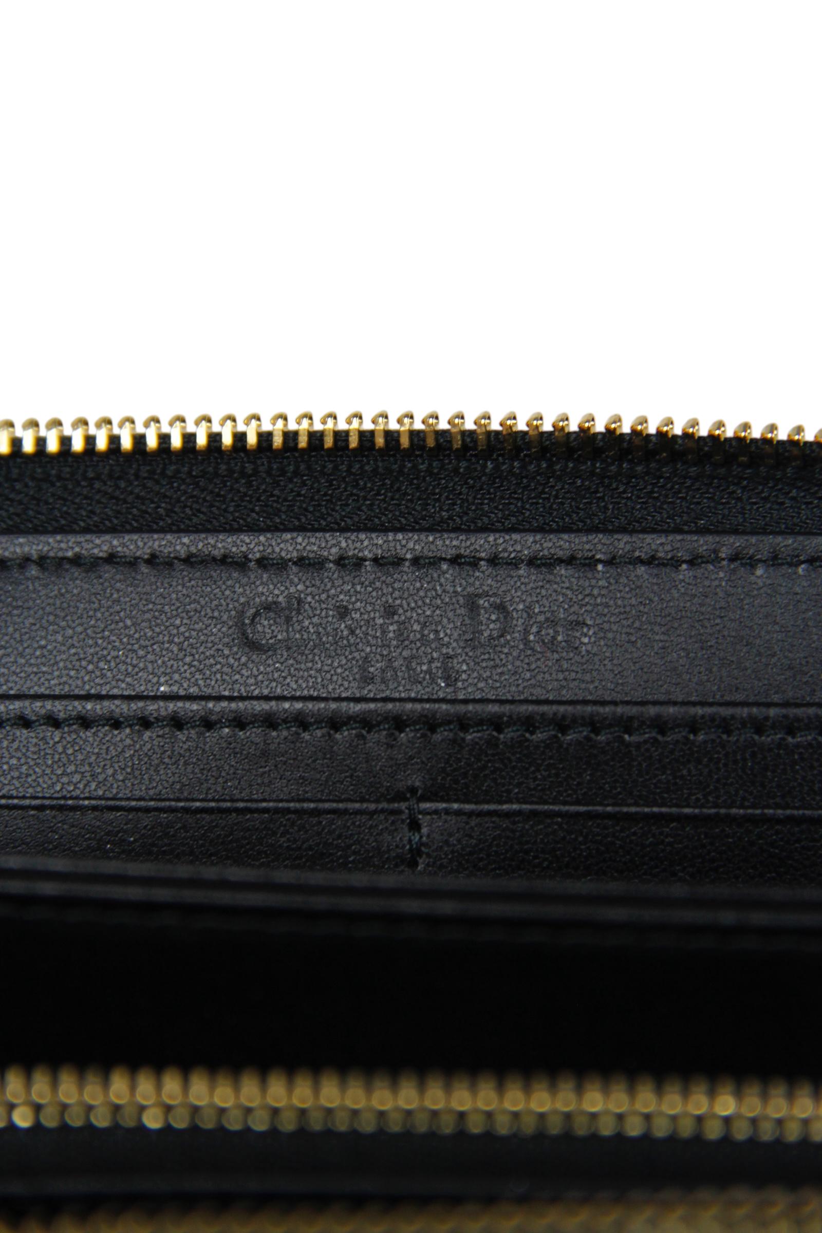 Christian Dior Portafoglio in pelle d'agnello nero Cannage Lady Dior Voyageur in vendita 3