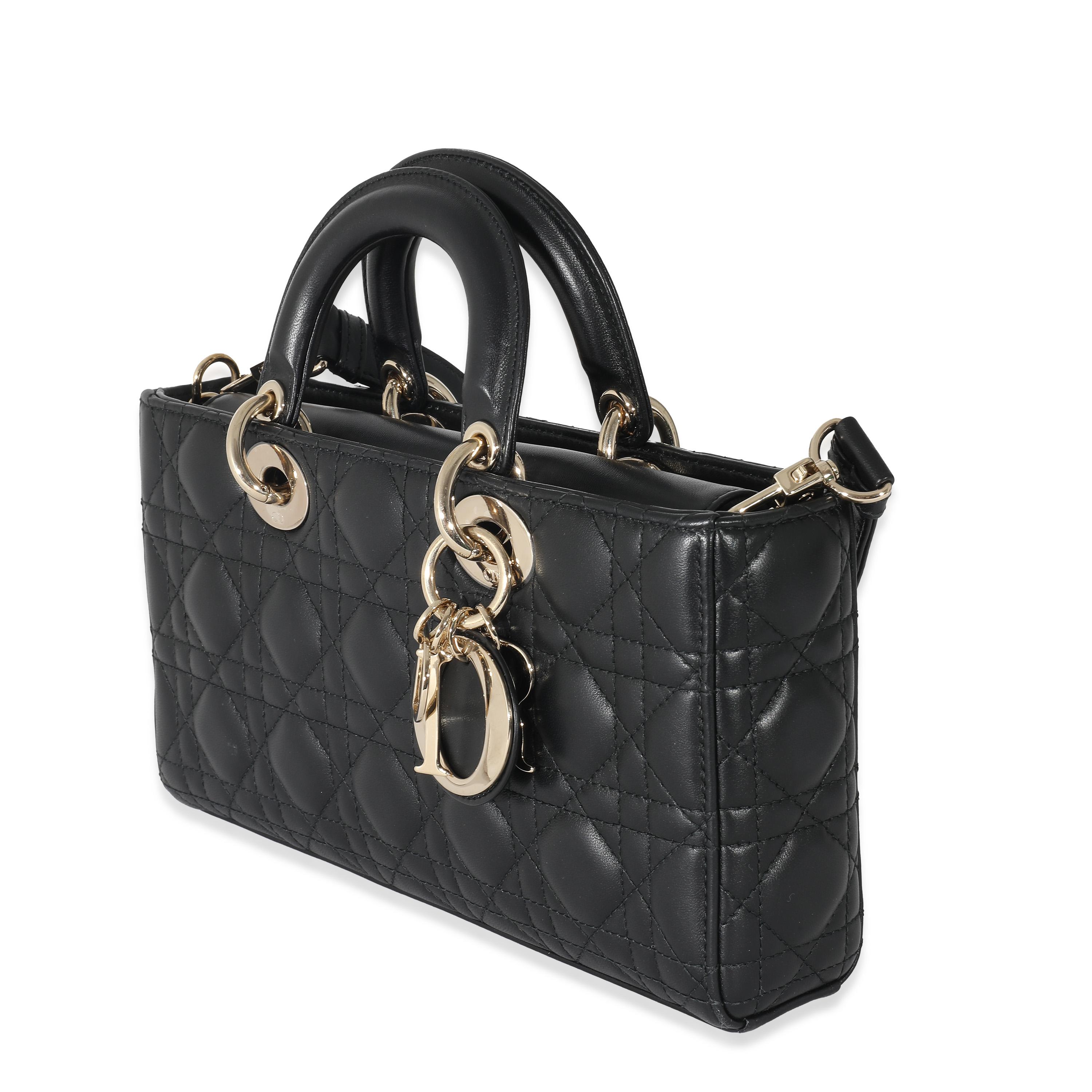 Women's Christian Dior Black Cannage Lambskin Medium D-Joy Bag