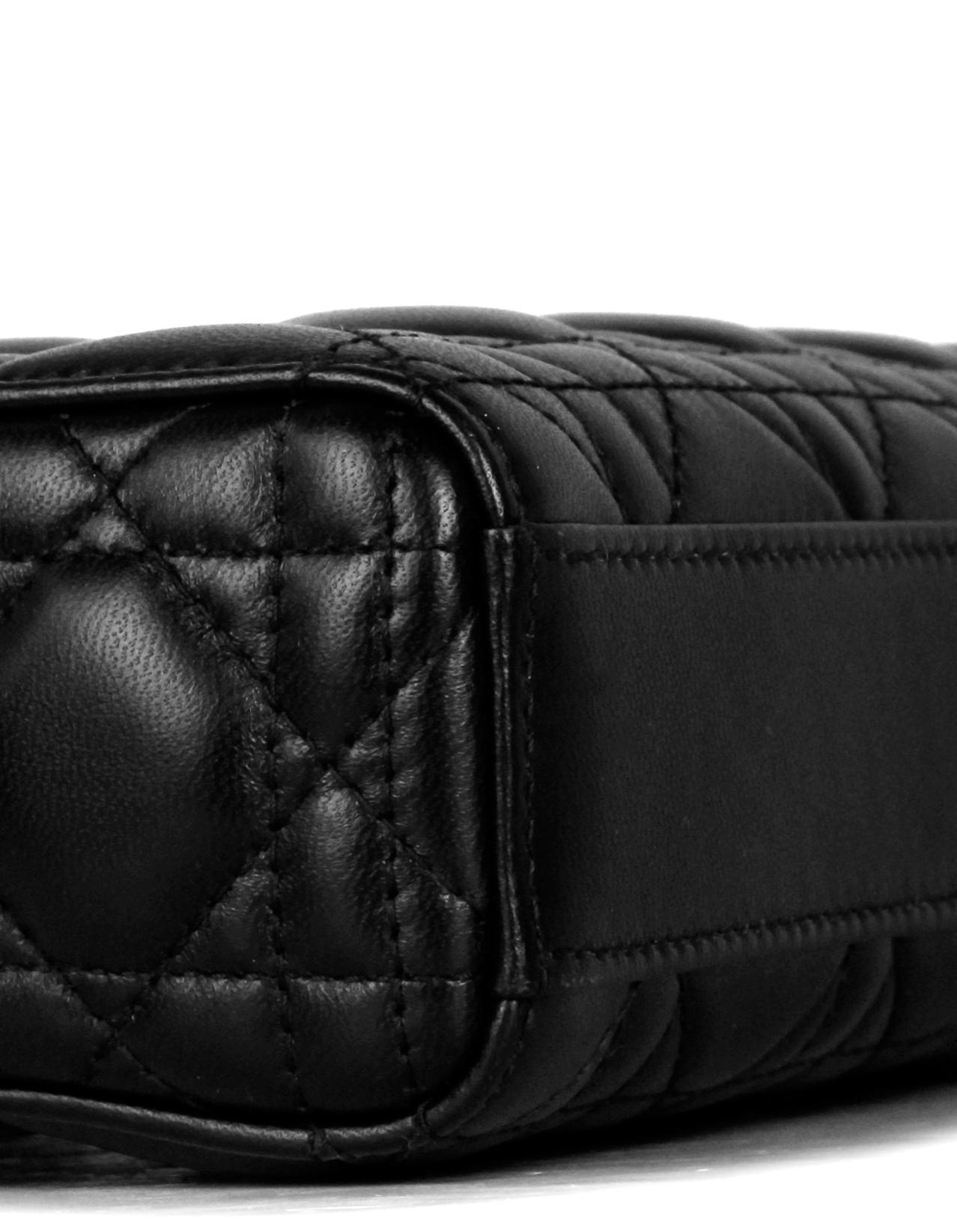 Christian Dior Black Cannage Lambskin Quilted Leather Lady D-Joy Bag In Excellent Condition In New York, NY