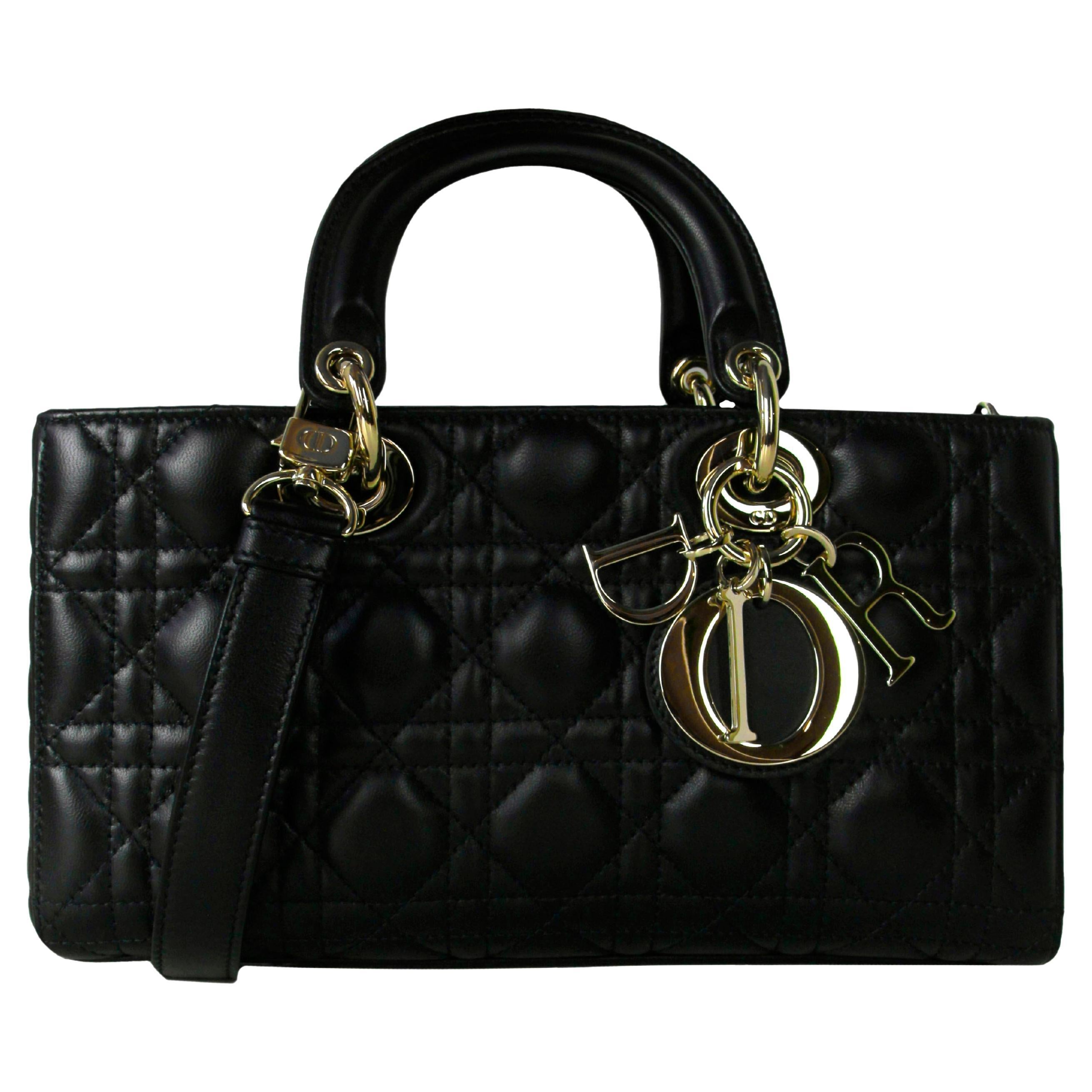 Christian Dior Black Cannage Lambskin Quilted Leather Lady D-Joy Bag