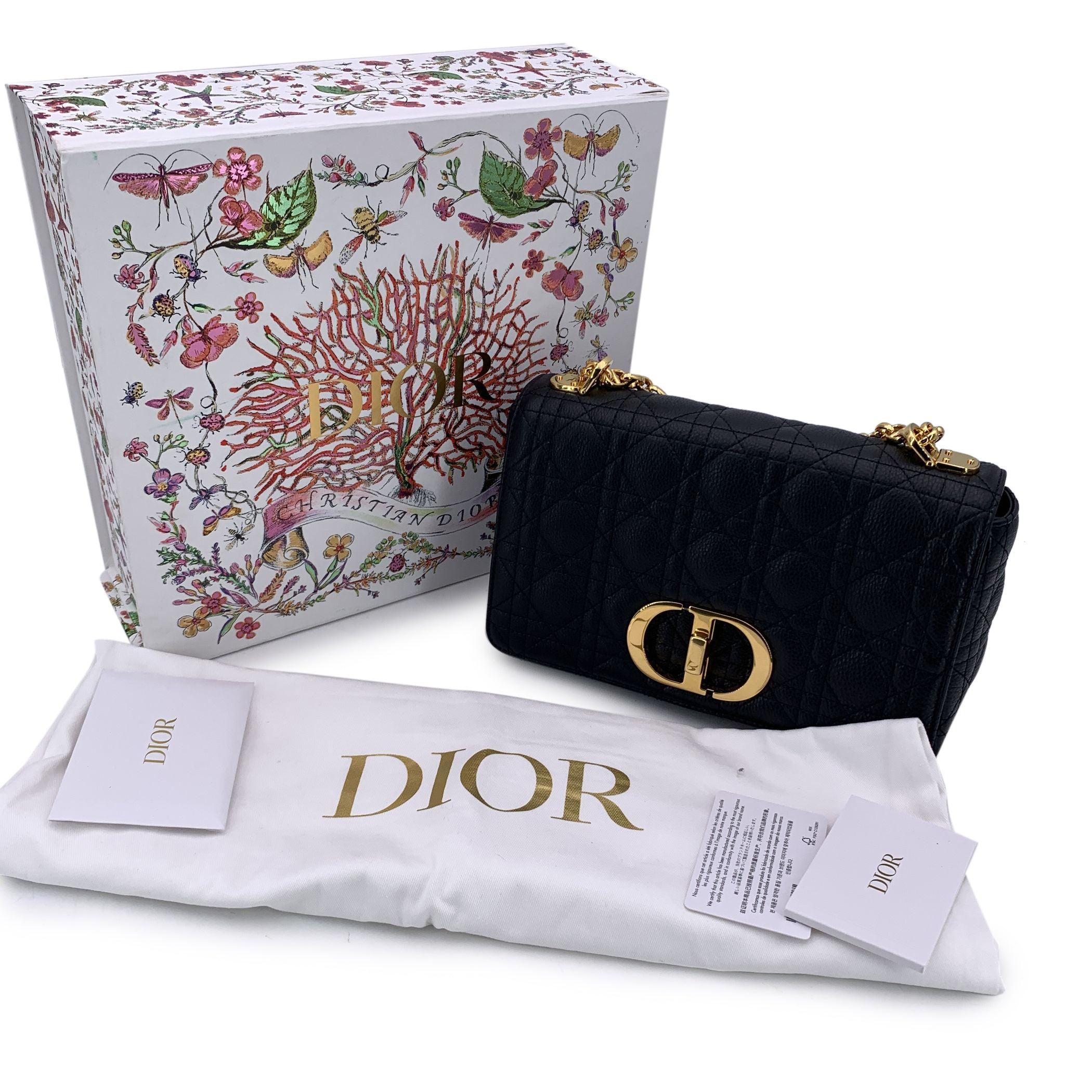 Christian Dior Black Cannage Leather Medium Caro Shoulder Bag In Excellent Condition In Rome, Rome