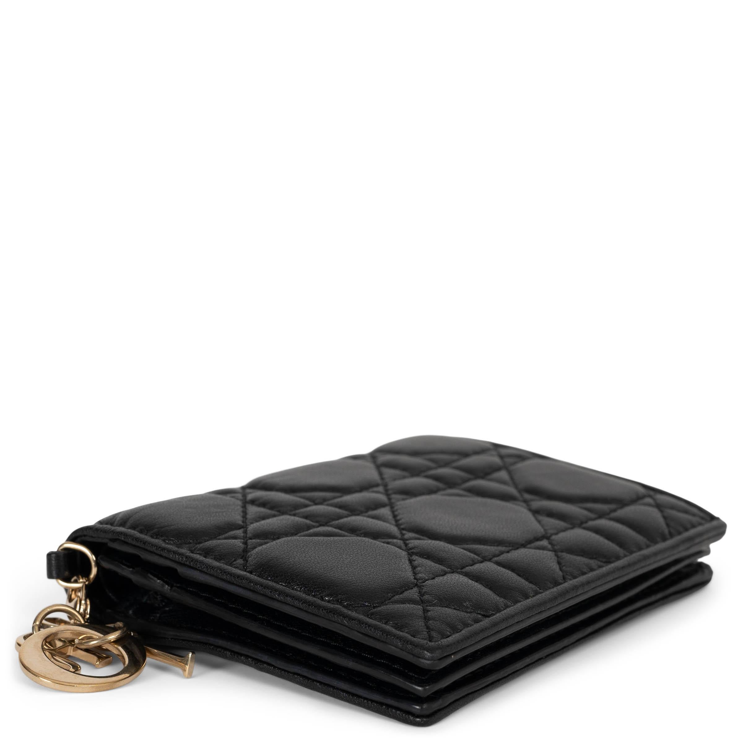 CHRISTIAN DIOR negro Cannage cuero MINI LADY DIOR GARDENIA Cartera Negro en venta