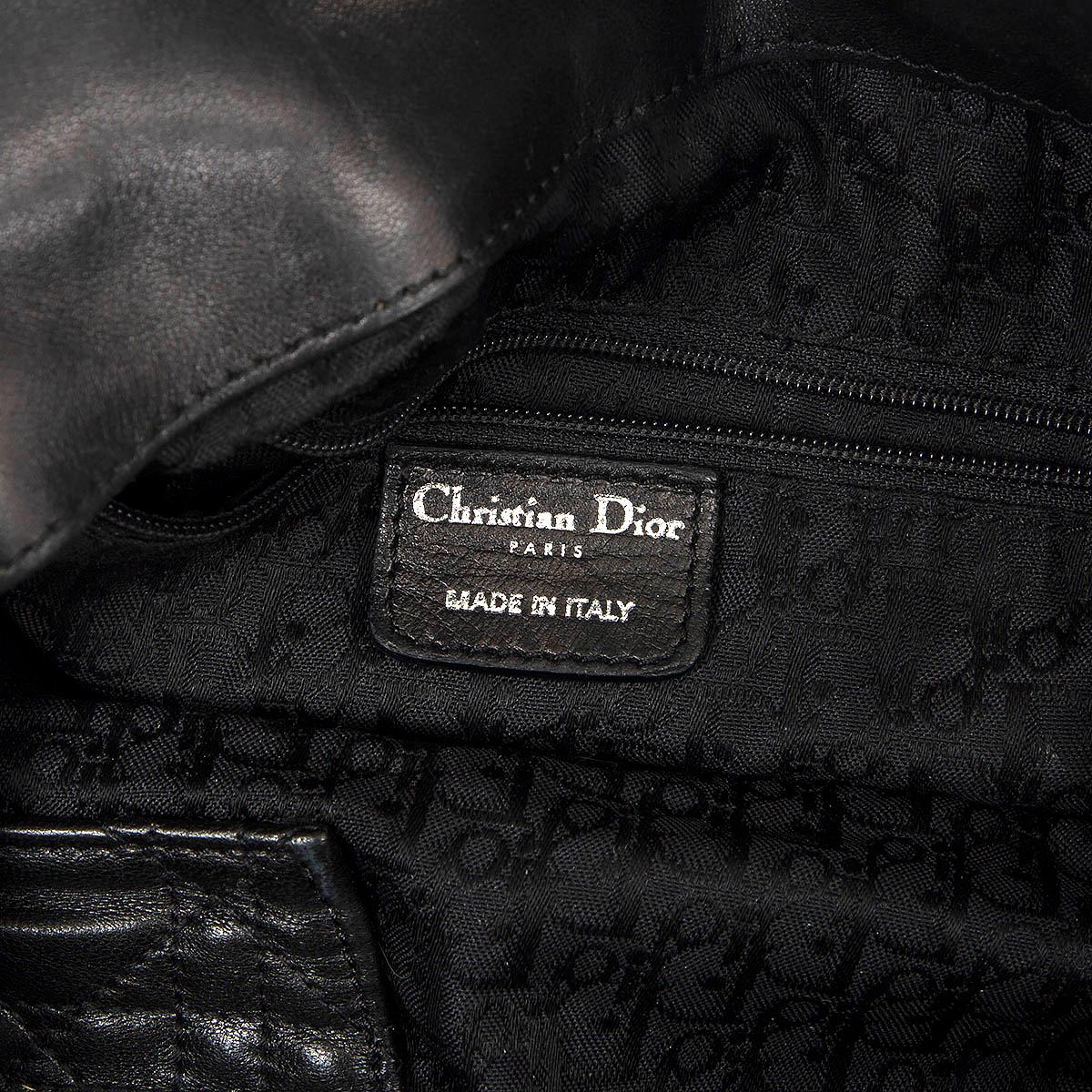 CHRISTIAN DIOR noir CANNAGE cuir SOFT LADY DIOR SMALL Sac hobo 2