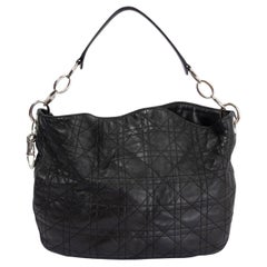 CHRISTIAN DIOR Schwarze CANNAGE Hobo-Tasche aus Leder SOFT LADY DIOR SMALL