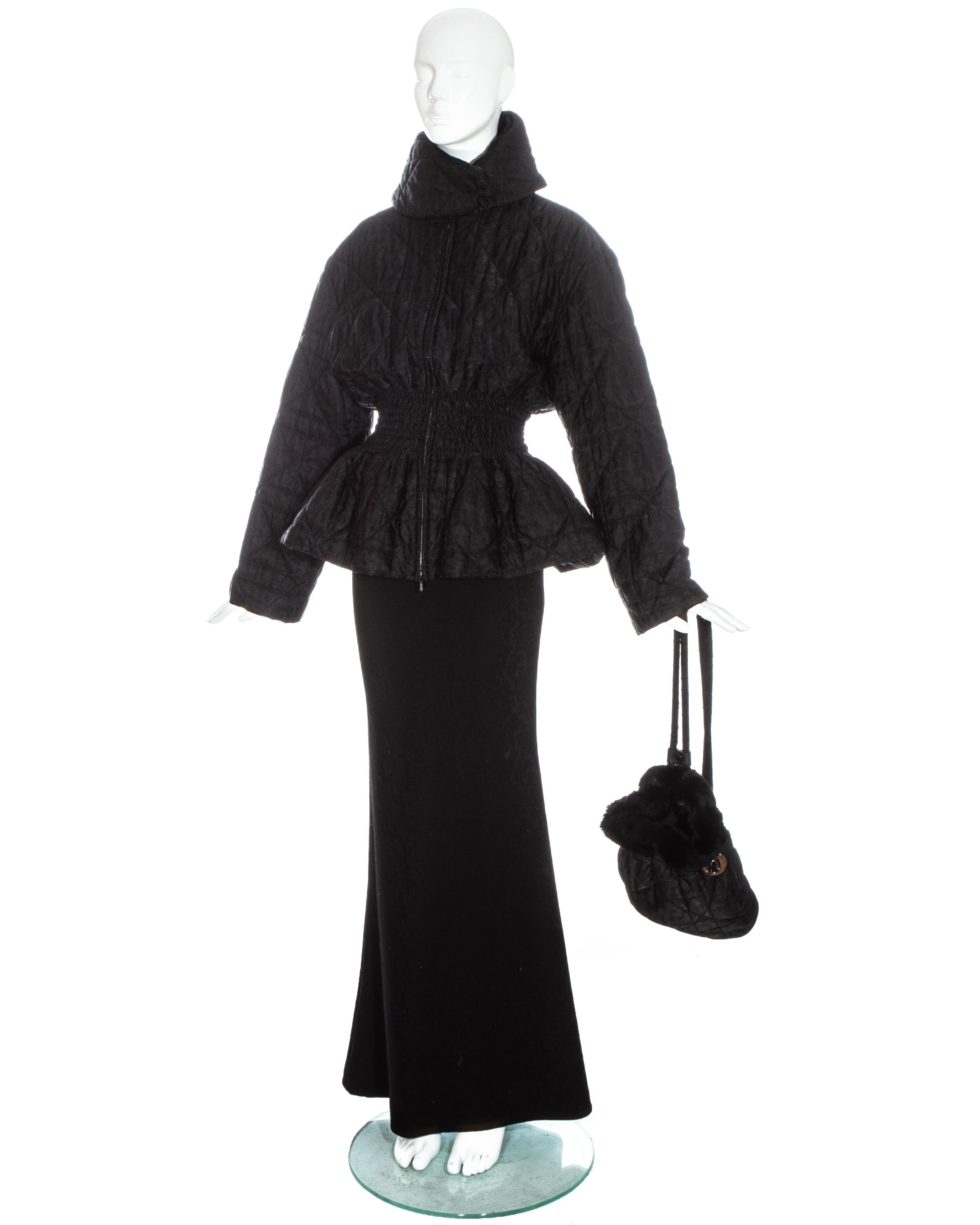 Women's Christian Dior Black Cannage quilt monogram 3 piece ensemble, fw 1998