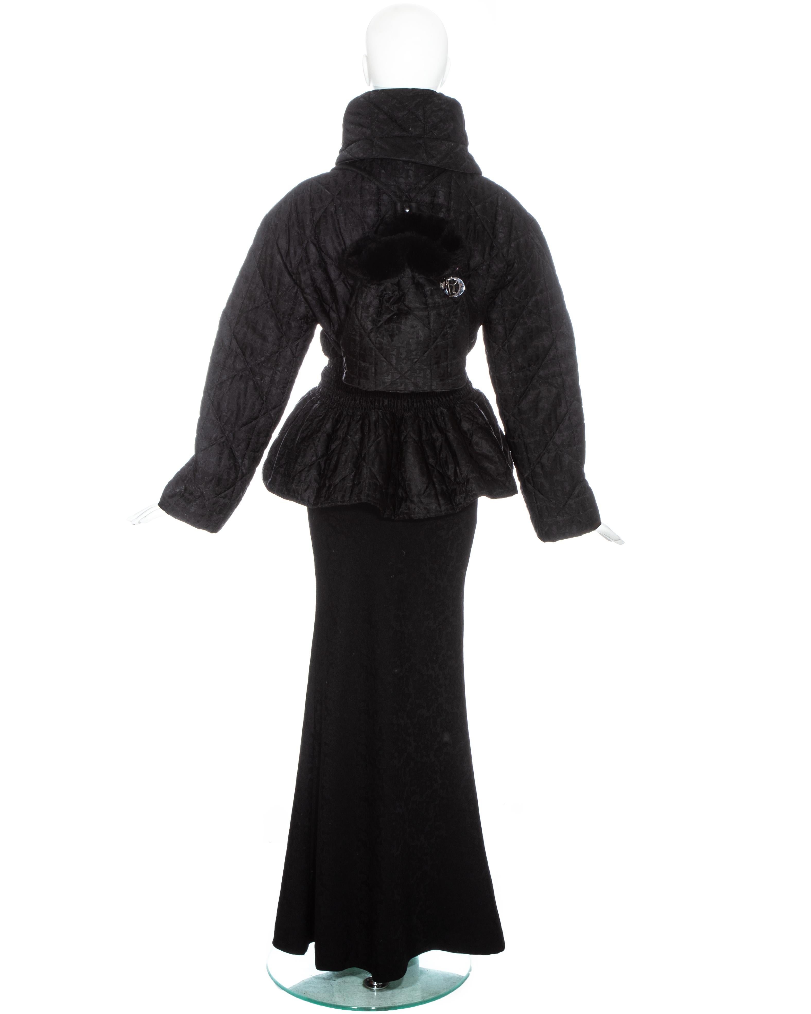 Christian Dior Black Cannage quilt monogram 3 piece ensemble, fw 1998 2