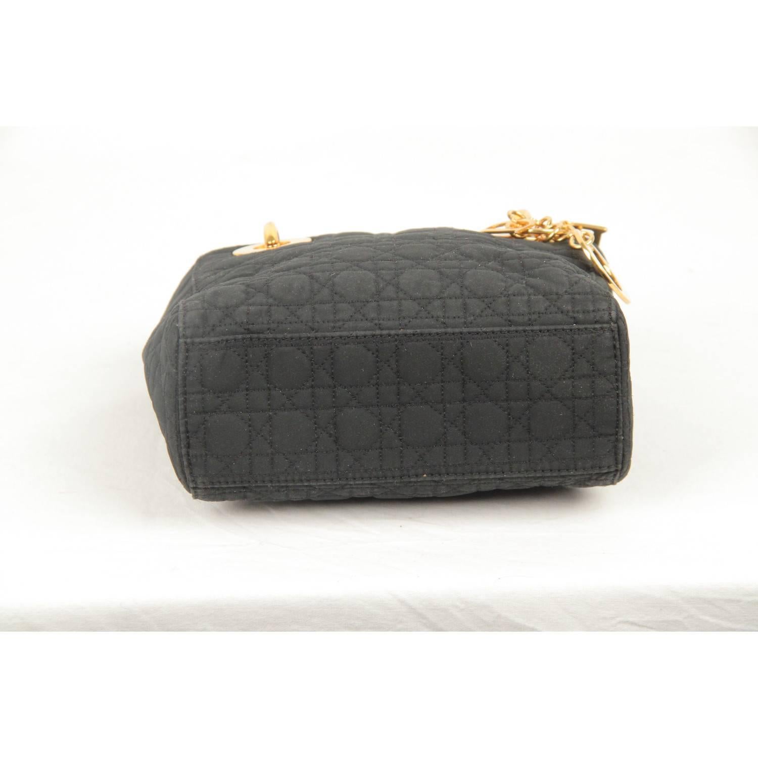 Christian Dior Black Cannage Quilted Canvas Mini Lady Dior Bag For Sale At 1stdibs