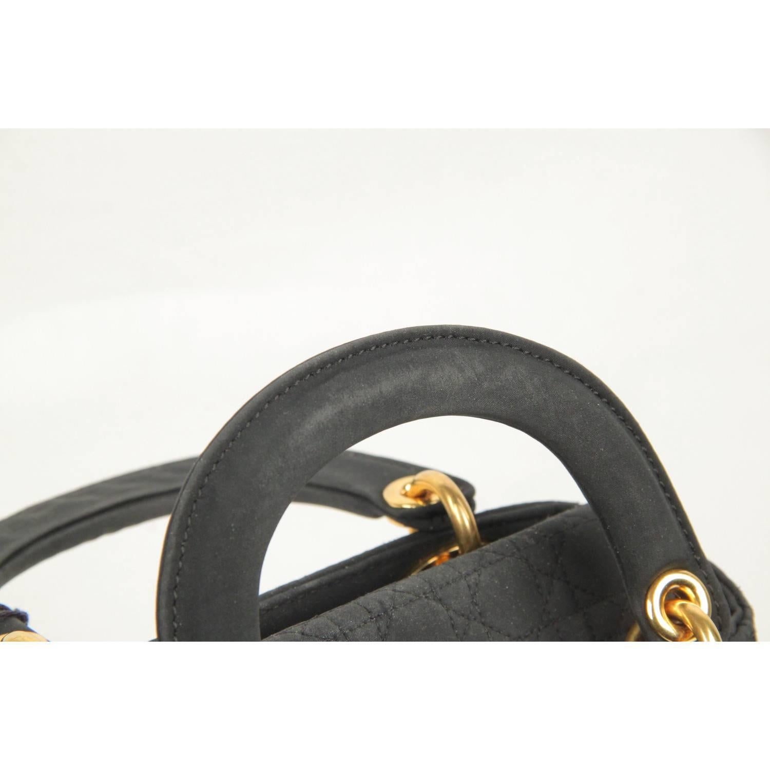 Women's CHRISTIAN DIOR Black CANNAGE Quilted Canvas Mini LADY DIOR Bag