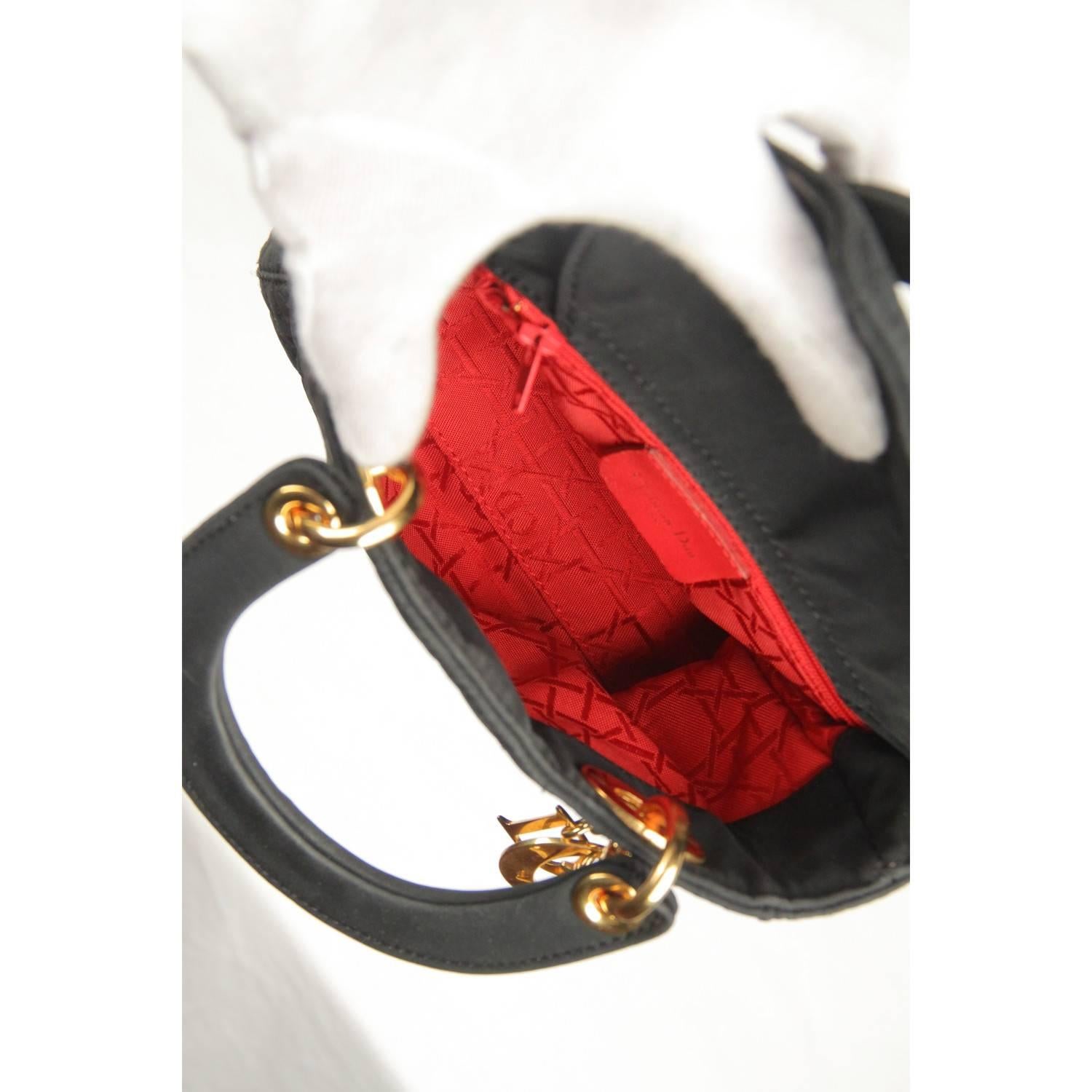 CHRISTIAN DIOR Black CANNAGE Quilted Canvas Mini LADY DIOR Bag 1