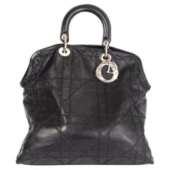 CHRISTIAN DIOR schwarz Cannage gestepptes Leder GRANVILLE Tote Bag