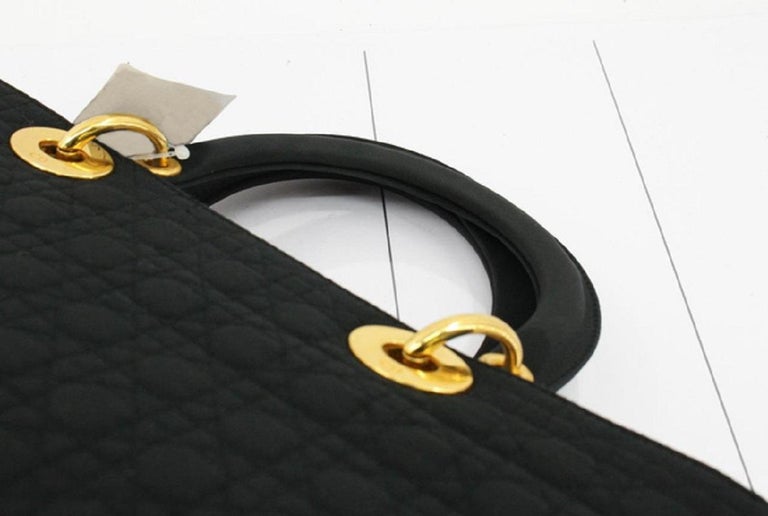 Christian Dior Denim Cannage Large Shopping Tote Black – Luxury