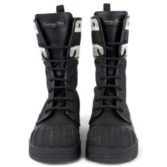 CHRISTIAN DIOR Schwarzes Segeltuch 2023 D-MAJOR Combat Stiefel Schuhe aus Segeltuch 38,5