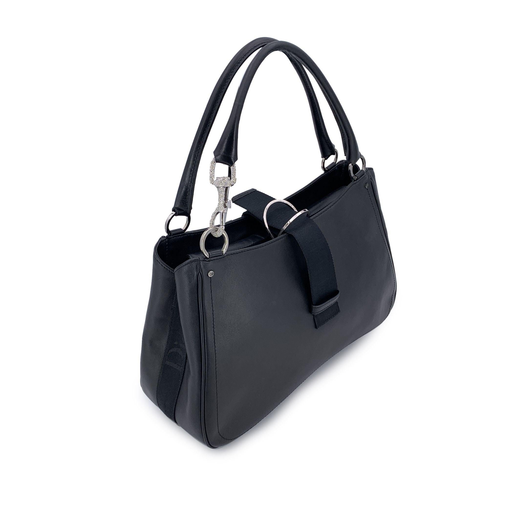 Christian Dior Black Canvas Hardcore Crystal Shoulder Bag In Excellent Condition For Sale In Rome, Rome