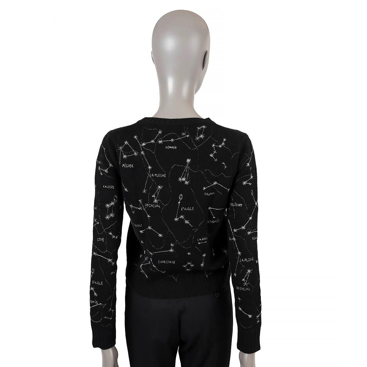 CHRISTIAN DIOR black cashmere 2021 ZODIAC EMBROIDERED Sweater 36 XS 2