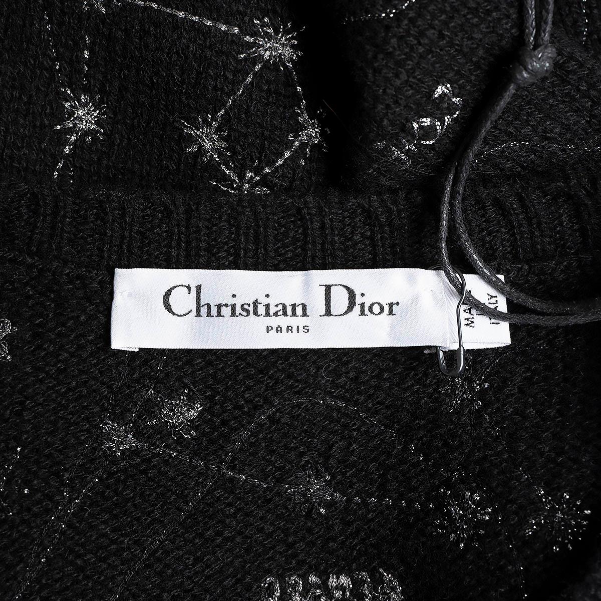 CHRISTIAN DIOR black cashmere 2021 ZODIAC EMBROIDERED Sweater 36 XS 4