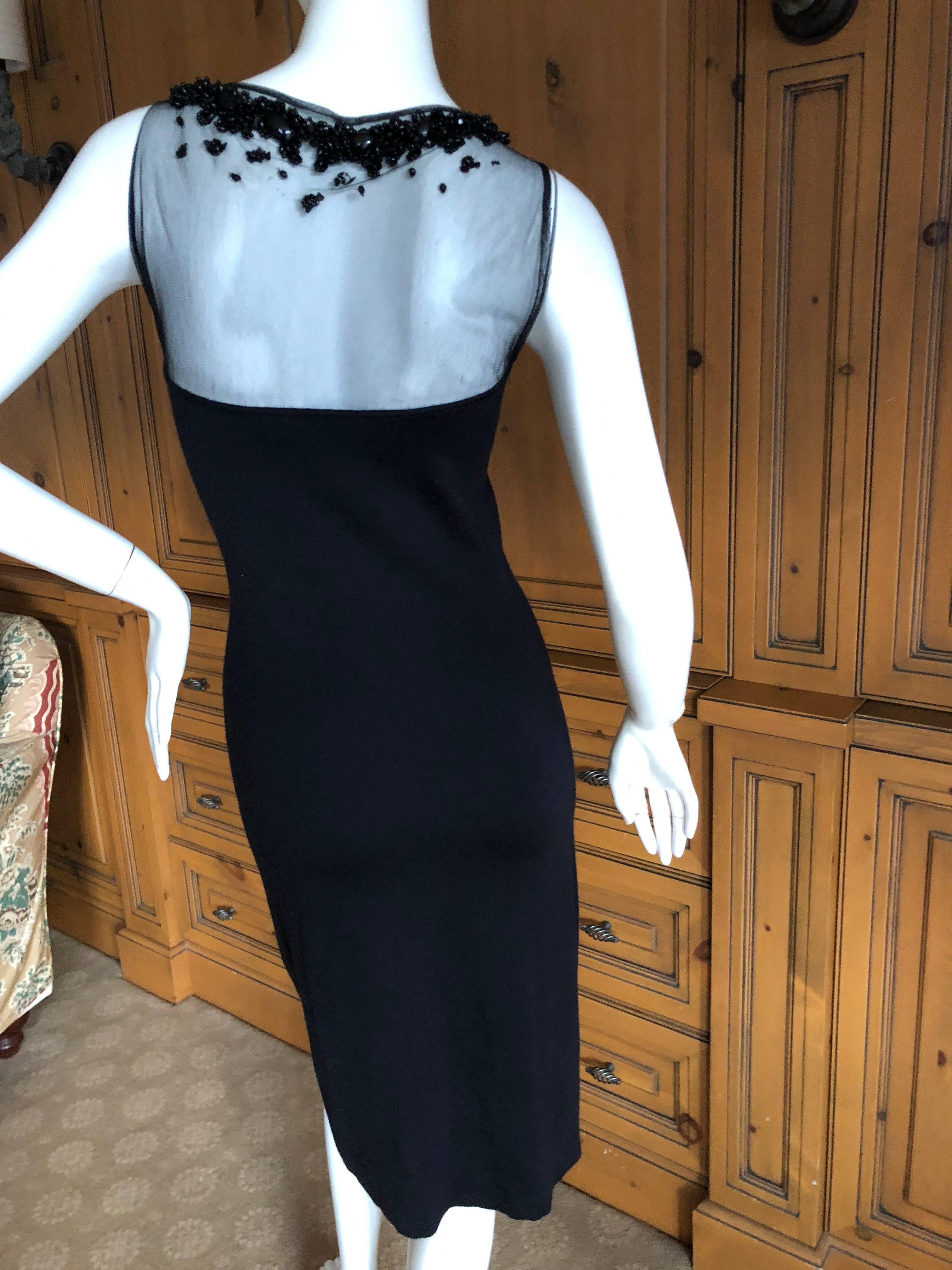 Christian Dior Classic Black Cashmere Cocktail Dress w Jeweled Collar by Lesage For Sale 5